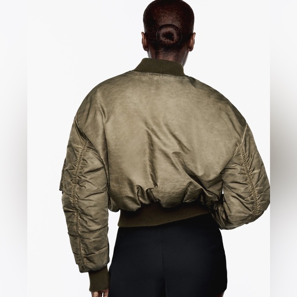 ZARA ~ DISTRESSED EFFECT NYLON BOMBER Jacket - Picture 11 of 17
